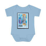 Space Rocket Stamp Baby Onesie