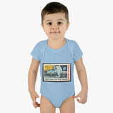 Man on the Moon Stamp Baby Onesie
