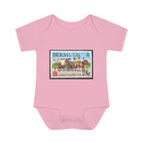 Horse & Carriage Bermuda Stamp Baby Onesie