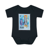 Space Rocket Stamp Baby Onesie