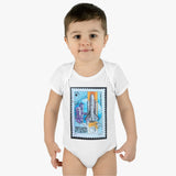 Space Rocket Stamp Baby Onesie