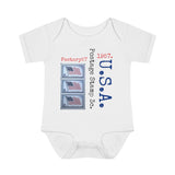 USA American Flag 1957 Postage Stamp - Infant Baby Rib Bodysuit 0M - 24Mo