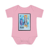 Space Rocket Stamp Baby Onesie