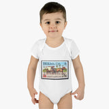 Horse & Carriage Bermuda Stamp Baby Onesie
