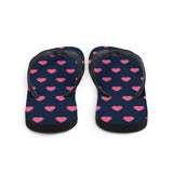 Pink Heart Print Flip Flops