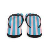 Blue and Pink Stripe Print Flip Flops