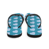 Blue Heart Print Flip Flops