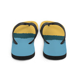 Mustard Blue Print Flip Flops