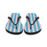 Blue and Pink Stripe Print Flip Flops