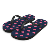 Pink Heart Print Flip Flops