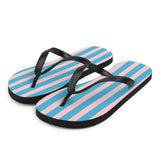 Blue and Pink Stripe Print Flip Flops