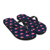 Pink Heart Print Flip Flops