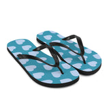 Blue Heart Print Flip Flops