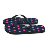 Pink Heart Print Flip Flops