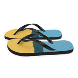 Mustard Blue Print Flip Flops