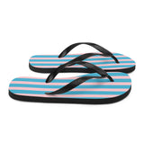 Blue and Pink Stripe Print Flip Flops