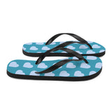 Blue Heart Print Flip Flops