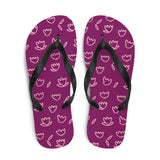 Maroon Flower Print Flip Flops