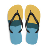 Mustard Blue Print Flip Flops