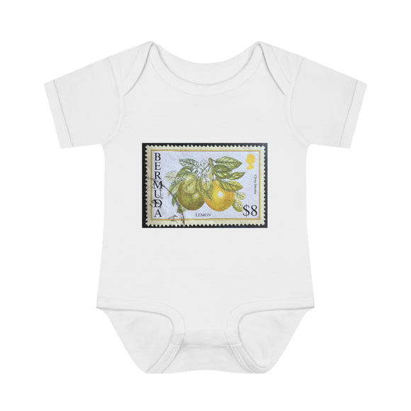 Lemon Citrus Stamp Baby Onesie