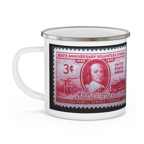 Volunteer Fire Fighter Stamp Enamel Mug