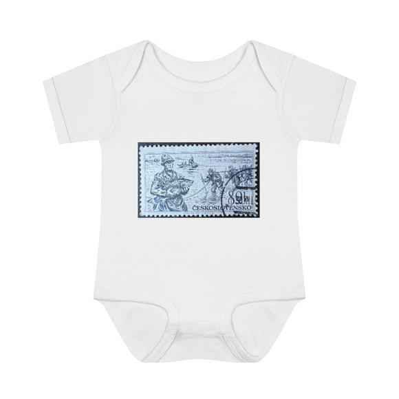 Fisherman Stamp Baby Onesie