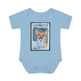 Welsh Corgi Dog Stamp Baby Onesie