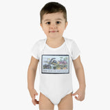 Dinosaur Stamp Baby Onesie