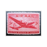 Air Mail Plane Red Stamp Sticker