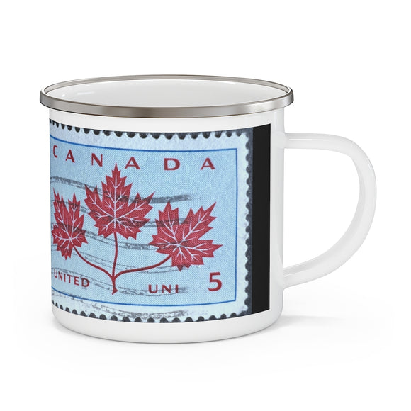 Canada Vintage Postage Stamp Enamel Camping Mug