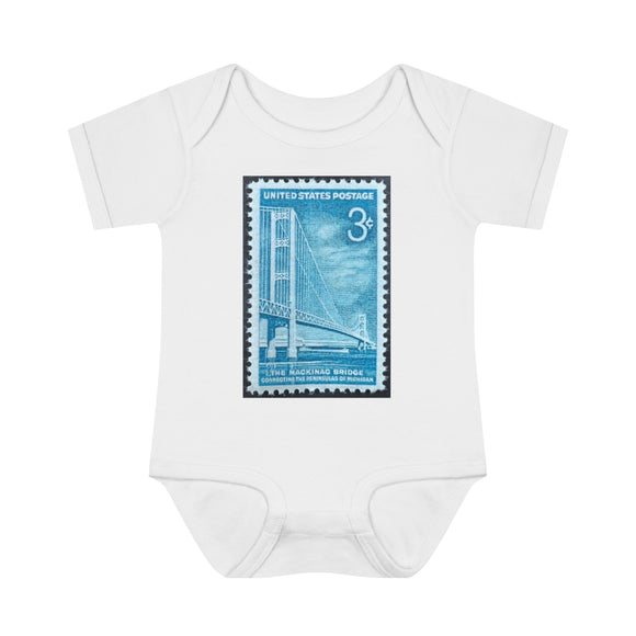Mackinac Bridge Stamp Baby Onesie