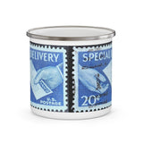 Special Delivery Vintage Postage Stamp Enamel Camping Mug