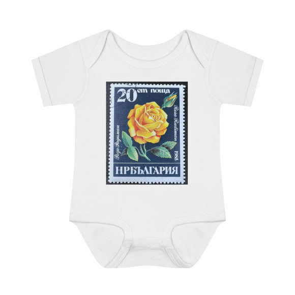 Yellow Rose Stamp Baby Onesie