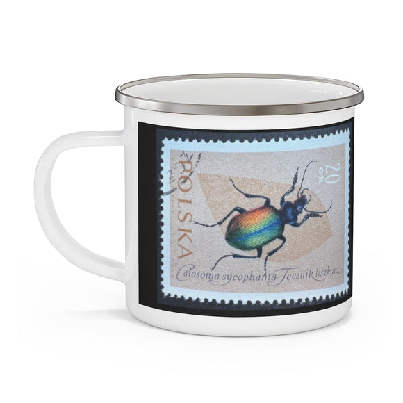 Beetle Bug Vintage Postage Stamp Enamel Camping Mug