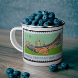 Haida Ceremonial Canoe Vintage Postage Stamp Enamel Camping Mug