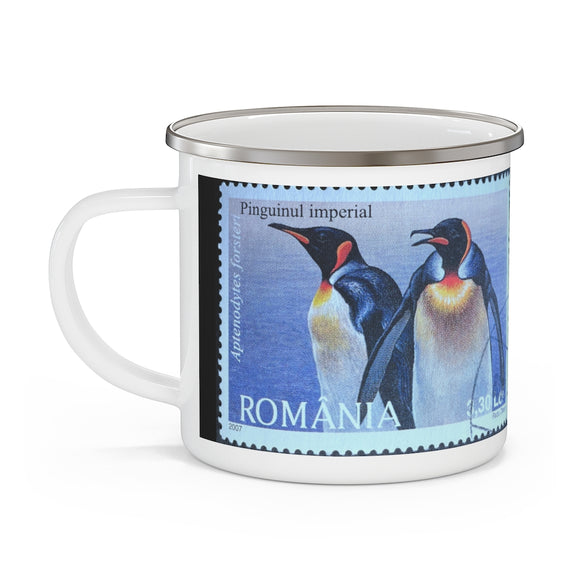 Imperial Penguin - Romania Vintage Postage Stamp Enamel Camping Mug