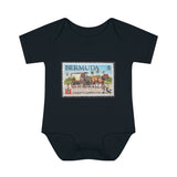 Horse & Carriage Bermuda Stamp Baby Onesie