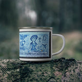 Mermaid Vintage Postage Stamp Enamel Camping Mug