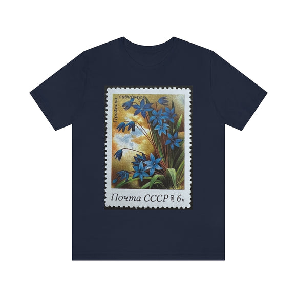 Blue Flowers Stamp T-Shirt