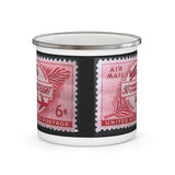Air Mail Flight Vintage Postage Stamp Enamel Camping Mug