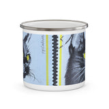 Black Cat Vintage Postage Stamp Enamel Camping Mug
