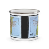 Dragonfly Insect Vintage Postage Stamp Enamel Camping Mug