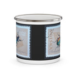 Beetle Bug Vintage Postage Stamp Enamel Camping Mug