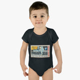 Man on the Moon Stamp Baby Onesie