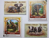 Elephant Recycled Postage Stamp Magnet Set #J41