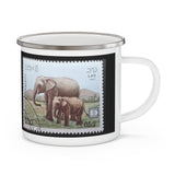 Elephant & Baby Stamp Enamel Mug