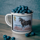 Shire Horse - United Kingdom Vintage Postage Stamp Enamel Camping Mug