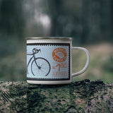 Bike Mexico Exporta Bicycle Vintage Postage Stamp Enamel Camping Mug