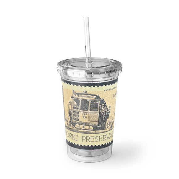 San Fran Cable Car Stamp Acrylic Cup