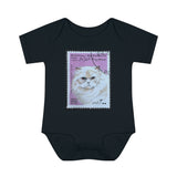 White Persian Cat Stamp Baby Onesie